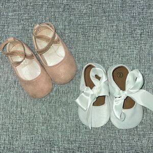 BUNDLE 2 Pair Baby Girls Infants Shoes Size 2 Pink/White